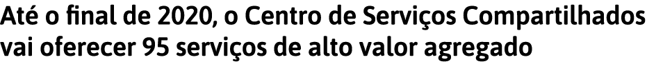 At  o final de 2020, o Centro de Servi os Compartilhados vai oferecer 95 servi os de alto valor agregado