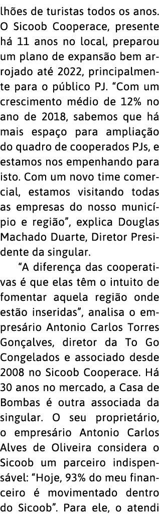 lh es de turistas todos os anos  O Sicoob Cooperace, presente h  11 anos no local, preparou um plano de expans o bem    
