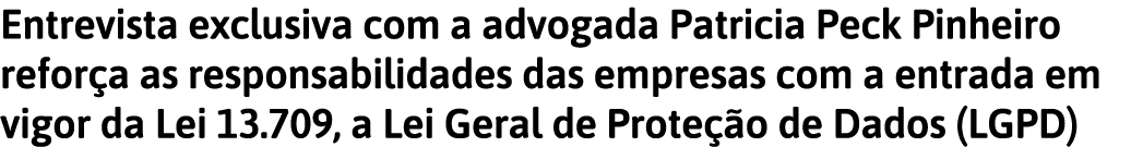 Entrevista exclusiva com a advogada Patricia Peck Pinheiro refor a as responsabilidades das empresas com a entrada em   