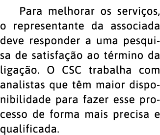  Para melhorar os servi os, o representante da associada deve responder a uma pesquisa de satisfa  o ao t rmino da li   