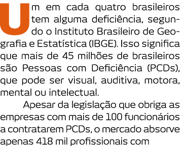Um em cada quatro brasileiros tem alguma defici ncia  segundo o Instituto Brasileiro de Geografia e Estat stica  IBGE   