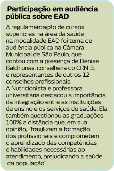 Participa  o em audi ncia p blica sobre EAD A regulamenta  o de cursos superiores na  rea da sa de na modalidade EAD    