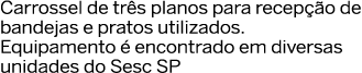 Carrossel de tr s planos para recep  o de bandejas e pratos utilizados  Equipamento   encontrado em diversas unidades   