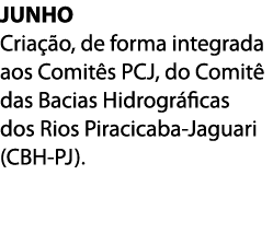JUNHO Cria  o  de forma integrada aos Comit s PCJ  do Comit  das Bacias Hidrogr ficas dos Rios Piracicaba-Jaguari  CB   