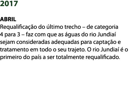 2017  ABRIL Requalifica  o do  ltimo trecho   de categoria 4 para 3   faz com que as  guas do rio Jundia  sejam consi   