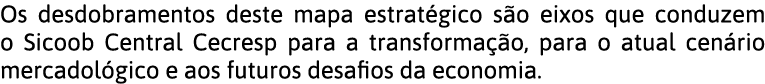 Os desdobramentos deste mapa estrat gico s o eixos que conduzem o Sicoob Central Cecresp para a transforma  o, para o   