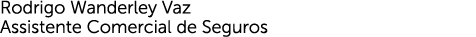 Rodrigo Wanderley Vaz Assistente Comercial de Seguros