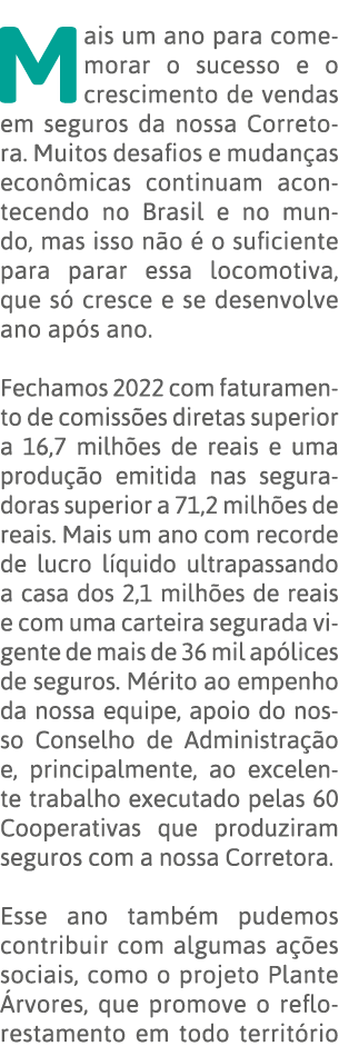 Mais um ano para comemorar o sucesso e o crescimento de vendas em seguros da nossa Corretora  Muitos desafios e mudan   