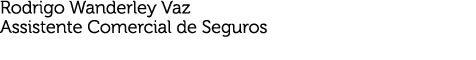 Rodrigo Wanderley Vaz Assistente Comercial de Seguros