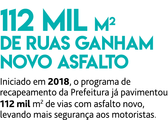 112 mil m2 de ruas ganham novo asfalto Iniciado em 2018, o programa de recapeamento da Prefeitura j  pavimentou 112 m   